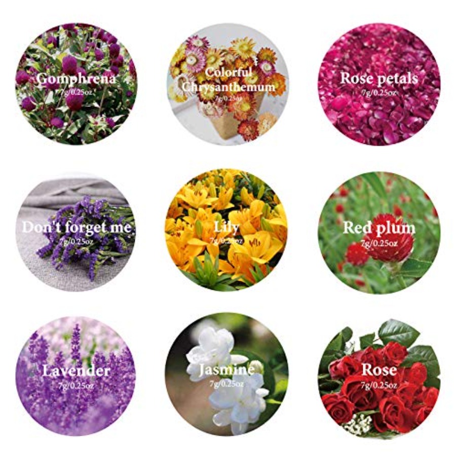 9 Bags Dried Flowers, 100% Nat - Soap Making Diy Kit 评论和价格