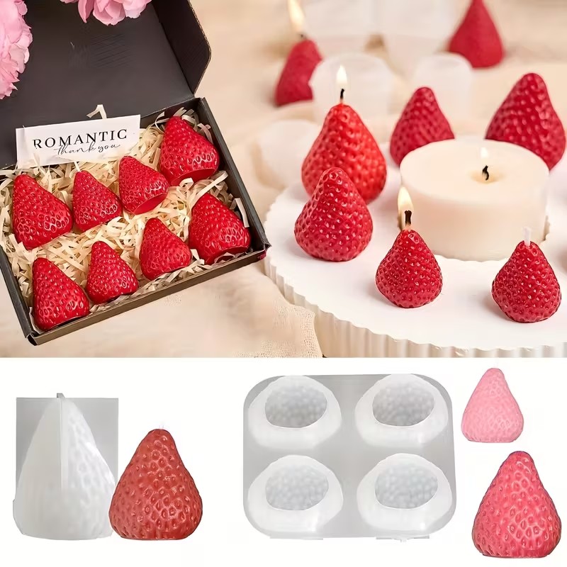 Strawberry Silicone Candle Mol - Soap Making Gifts 评论和价格
