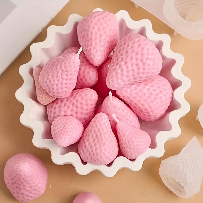 Strawberry Silicone Candle Mol - Soap Making Gifts 评论和价格